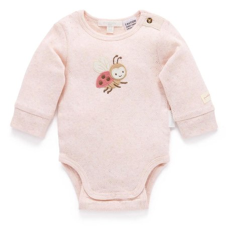 Purebaby Applique Bodysuit in Sweet Pea Melange